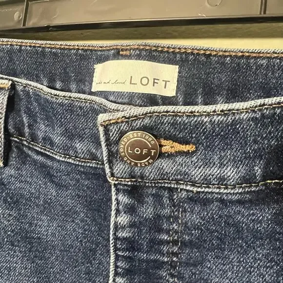 LOFT Modern Denim High Waist Skinny Ankle Jeans, Vintage Dark Wash, Size 32 / 14 - Picture 9 of 12